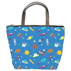 Space Rocket Solar System Pattern Bucket Bag by Apen