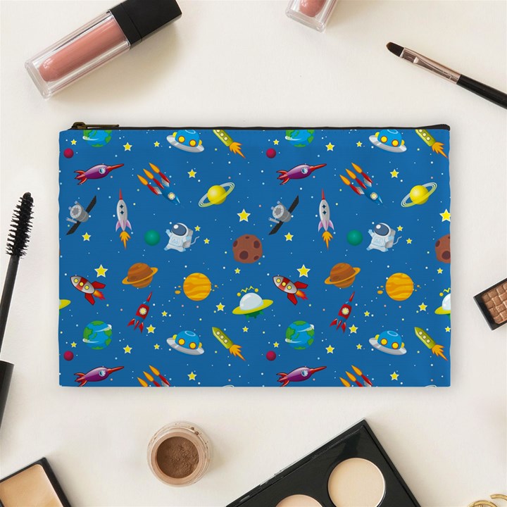 Space Rocket Solar System Pattern Cosmetic Bag (Large)