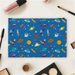 Space Rocket Solar System Pattern Cosmetic Bag (Large) Back