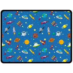 Space Rocket Solar System Pattern Fleece Blanket (large) by Apen