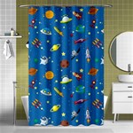 Space Rocket Solar System Pattern Shower Curtain 48  x 72  (Small)  Curtain(48  X 72 )