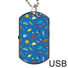 Space Rocket Solar System Pattern Dog Tag Usb Flash (one Side) by Apen