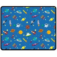 Space Rocket Solar System Pattern Two Sides Fleece Blanket (medium) by Apen