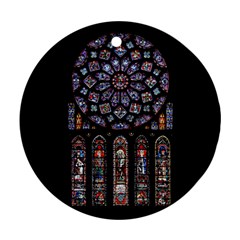 Chartres Cathedral Notre Dame De Paris Stained Glass Ornament (round) by Maspions