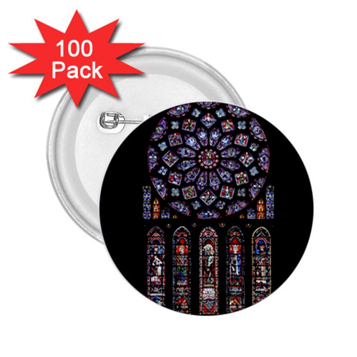 Chartres Cathedral Notre Dame De Paris Stained Glass 2.25  Buttons (100 pack) 