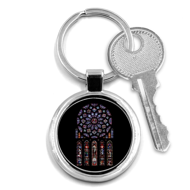 Chartres Cathedral Notre Dame De Paris Stained Glass Key Chain (Round)