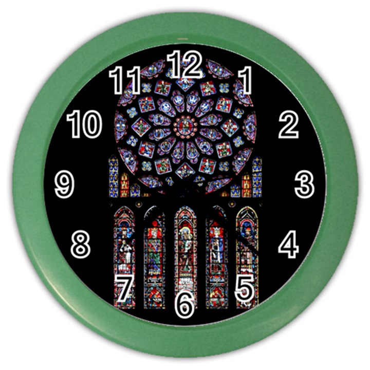 Chartres Cathedral Notre Dame De Paris Stained Glass Color Wall Clock