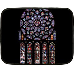 Chartres Cathedral Notre Dame De Paris Stained Glass Two Sides Fleece Blanket (mini) by Maspions