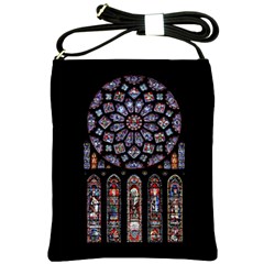 Chartres Cathedral Notre Dame De Paris Stained Glass Shoulder Sling Bag by Maspions