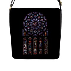 Chartres Cathedral Notre Dame De Paris Stained Glass Flap Closure Messenger Bag (l) by Maspions