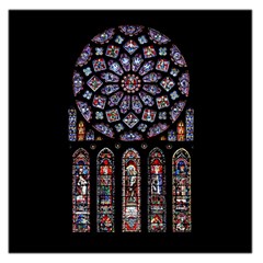 Chartres Cathedral Notre Dame De Paris Stained Glass Square Satin Scarf (36  X 36 )