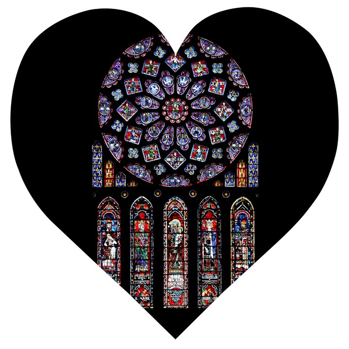 Chartres Cathedral Notre Dame De Paris Stained Glass Wooden Puzzle Heart