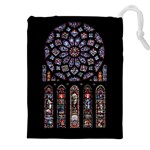 Chartres Cathedral Notre Dame De Paris Stained Glass Drawstring Pouch (5XL) Front