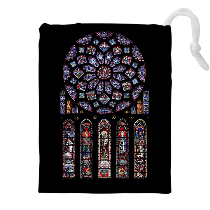 Chartres Cathedral Notre Dame De Paris Stained Glass Drawstring Pouch (5XL)