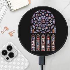 Chartres Cathedral Notre Dame De Paris Stained Glass Wireless Fast Charger(black) by Maspions