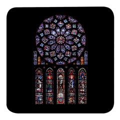 Chartres Cathedral Notre Dame De Paris Stained Glass Square Glass Fridge Magnet (4 Pack)