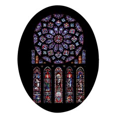 Chartres Cathedral Notre Dame De Paris Stained Glass Oval Glass Fridge Magnet (4 Pack)