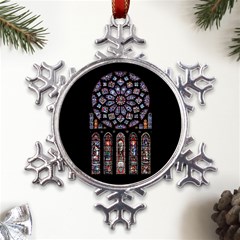 Chartres Cathedral Notre Dame De Paris Stained Glass Metal Large Snowflake Ornament by Maspions