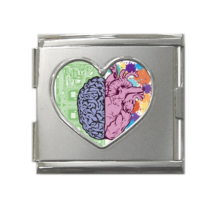 Brain Heart Balance Emotion Mega Link Heart Italian Charm (18mm)