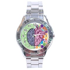 Brain Heart Balance Emotion Stainless Steel Analogue Watch