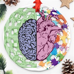 Brain Heart Balance Emotion Round Filigree Ornament (two Sides)