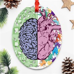 Brain Heart Balance Emotion Ornament (oval Filigree)