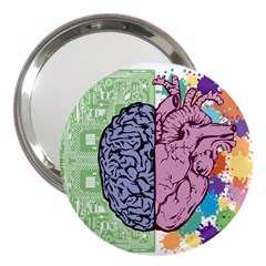 Brain Heart Balance Emotion 3  Handbag Mirrors