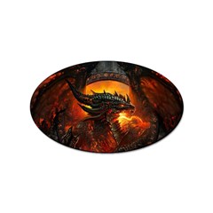 Dragon Fire Fantasy Art Sticker (oval)