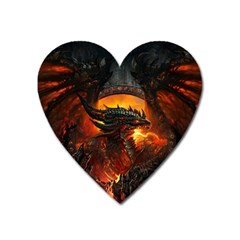 Dragon Fire Fantasy Art Heart Magnet