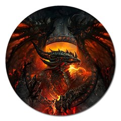 Dragon Fire Fantasy Art Magnet 5  (round)