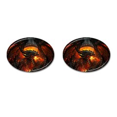 Dragon Fire Fantasy Art Cufflinks (oval)