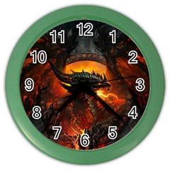 Dragon Fire Fantasy Art Color Wall Clock