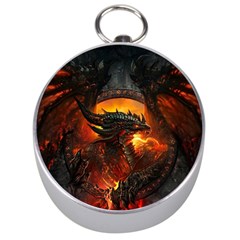 Dragon Fire Fantasy Art Silver Compasses