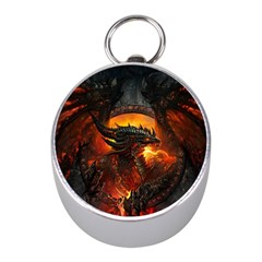 Dragon Fire Fantasy Art Mini Silver Compasses