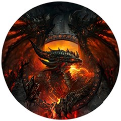 Dragon Fire Fantasy Art Wooden Puzzle Round by Maspions