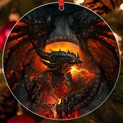 Dragon Fire Fantasy Art Uv Print Acrylic Ornament Round by Maspions