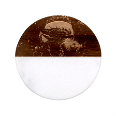 Dragon Fire Fantasy Art Classic Marble Wood Coaster (round) 