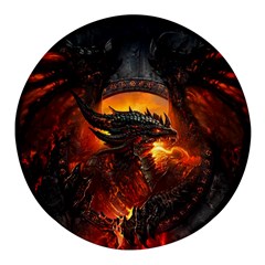 Dragon Fire Fantasy Art Round Glass Fridge Magnet (4 Pack) by Maspions