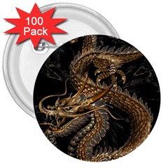 Fantasy Dragon Pentagram 3  Buttons (100 Pack) 