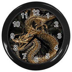 Fantasy Dragon Pentagram Wall Clock (black) by Maspions