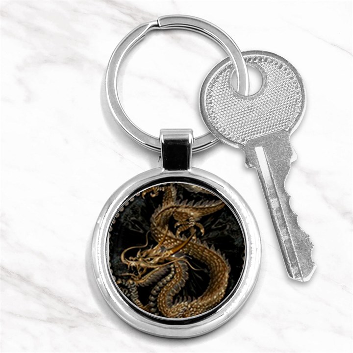 Fantasy Dragon Pentagram Key Chain (Round)