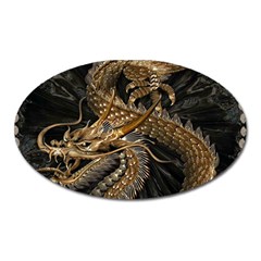 Fantasy Dragon Pentagram Oval Magnet