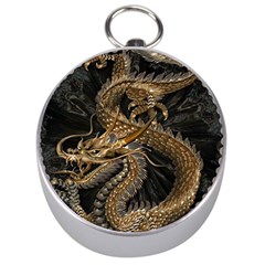 Fantasy Dragon Pentagram Silver Compasses