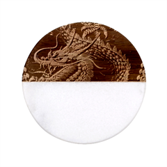 Fantasy Dragon Pentagram Classic Marble Wood Coaster (round)  by Maspions