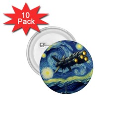 Spaceship Starry Night Van Gogh Painting 1 75  Buttons (10 Pack) by Maspions