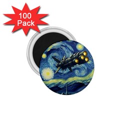 Spaceship Starry Night Van Gogh Painting 1 75  Magnets (100 Pack)  by Maspions