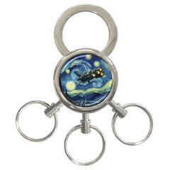 Spaceship Starry Night Van Gogh Painting 3-ring Key Chain