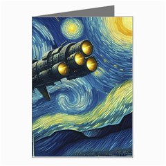 Spaceship Starry Night Van Gogh Painting Greeting Card by Maspions