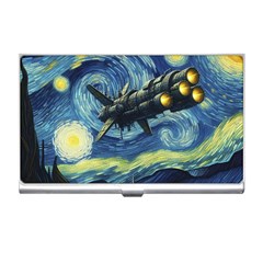 Spaceship Starry Night Van Gogh Painting Business Card Holder