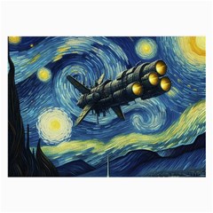 Spaceship Starry Night Van Gogh Painting Large Glasses Cloth (2 Sides)